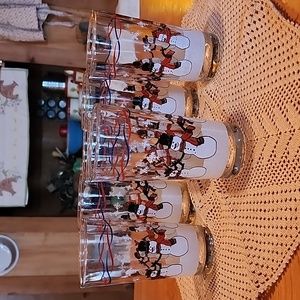 Vintage KIG Snowmen Glasses Set of 6